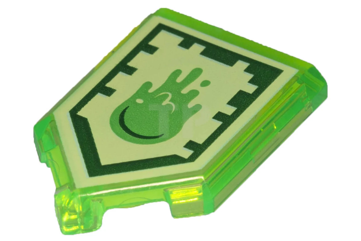 LEGO&reg; 6132662 - 22385pb034 - Tile 2 x 3 Pentagonal with Nexo Power Shield Pattern - Slime Blast
