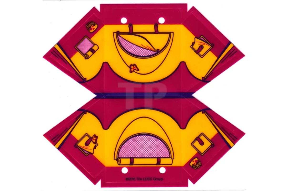 LEGO&reg;  - 25651 - Plastic tent met donkerpaarse noklijn en fel lichtoranje Friends-flap en vlinderpatroon