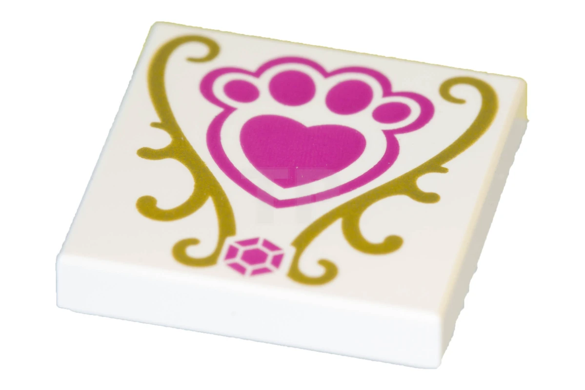 LEGO&reg; 6135352 - 3068pb0980 - Baldosa 2 x 2 con dibujo de pata de mascota y corazón