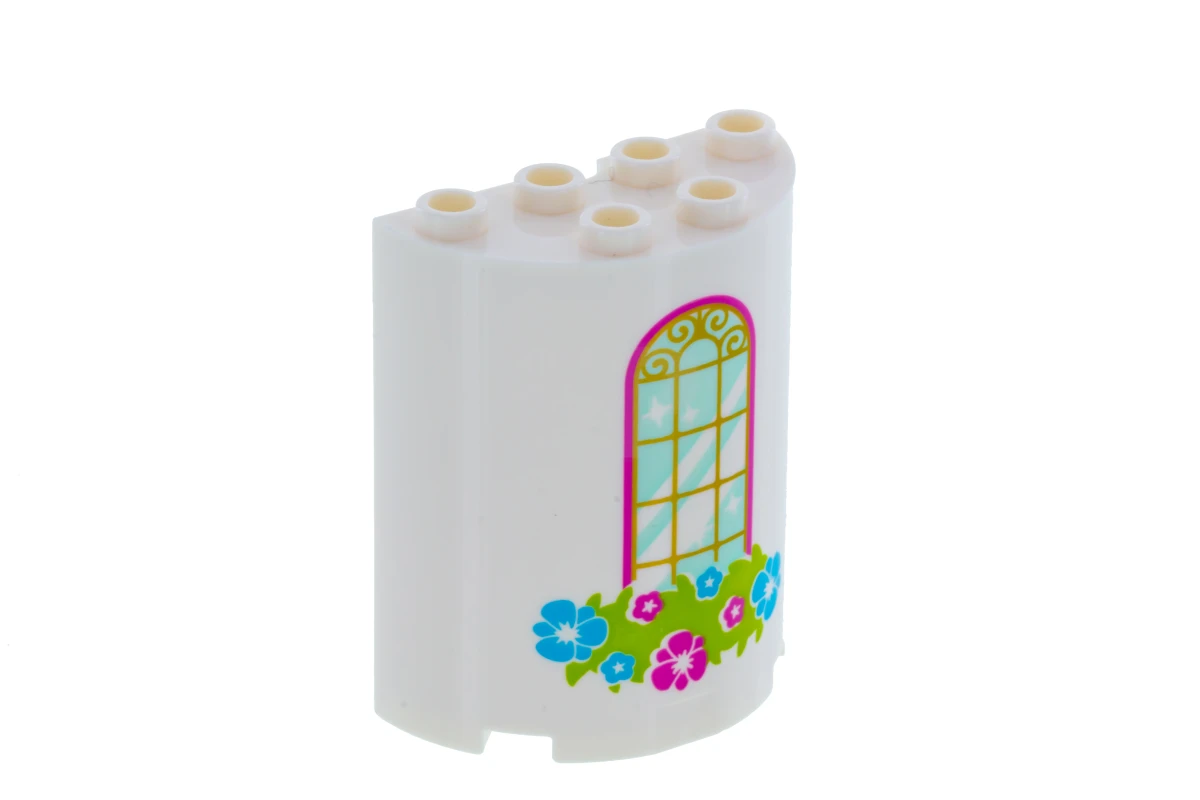 LEGO&reg; 6135353 - 6259pb027 - Cylinder Half 2 x 4 x 4 with Window and Flower Box Pattern