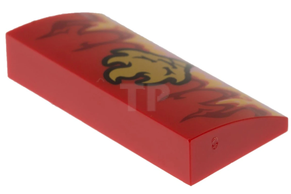 LEGO&reg; 6135105 - 88930pb067 - Gebogener Dachstein 2 x 4 x 2/3 mit Flammen und Löwenkopf-Muster