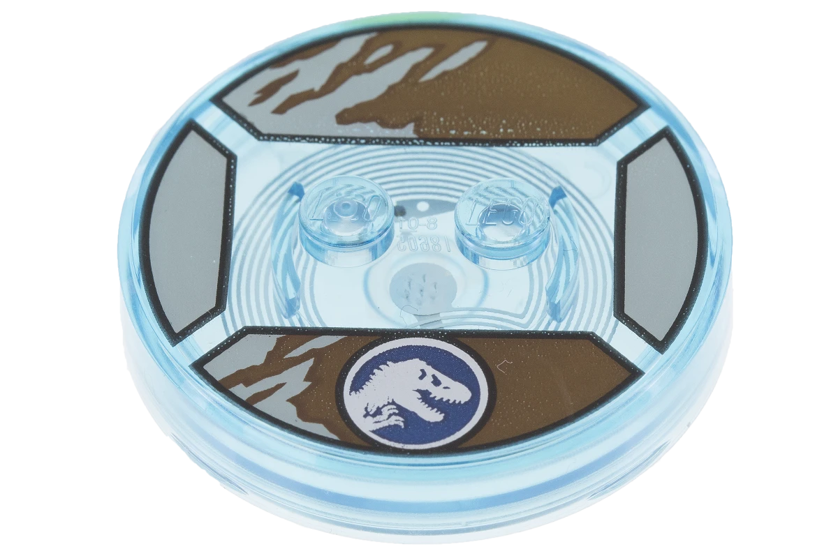 LEGO&reg; 6122871 - 18605c01pb15 - Dimensions Spielzeug-Tag 4 x 4 x 2/3 mit 2 Noppen für Owen #15 mit Jurassic World-Symbol und braunem Ragged-Edges-Muster