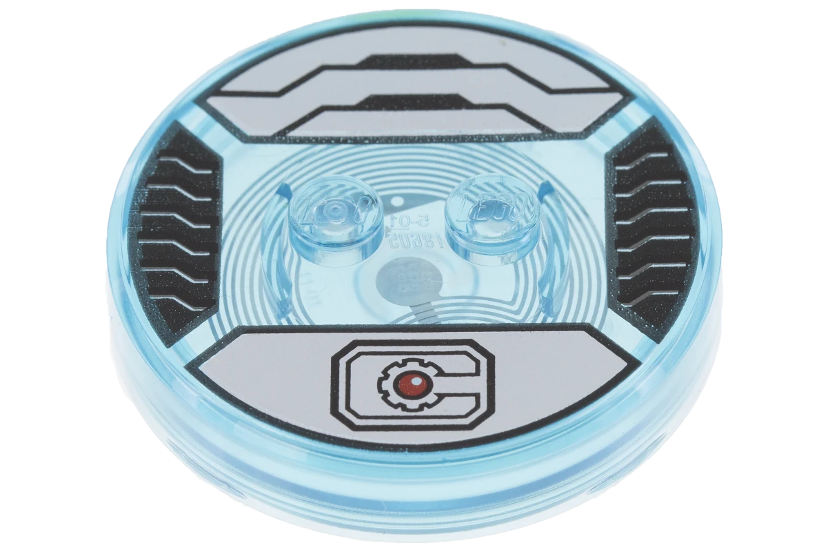 LEGO&reg; 6122878 - 18605c01pb20 - Dimensions Etichetta giocattolo 4 x 4 x 2/3 con 2 borchie per Cyborg #20 con motivo Cyborg argentato