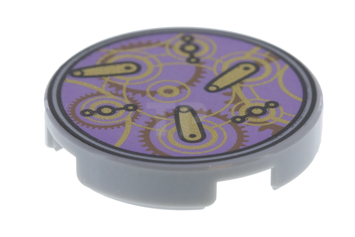 LEGO&reg; 6132558 - 14769pb081 - Carreau 2 x 2 rond avec O inférieur et motif en forme d'horloge.