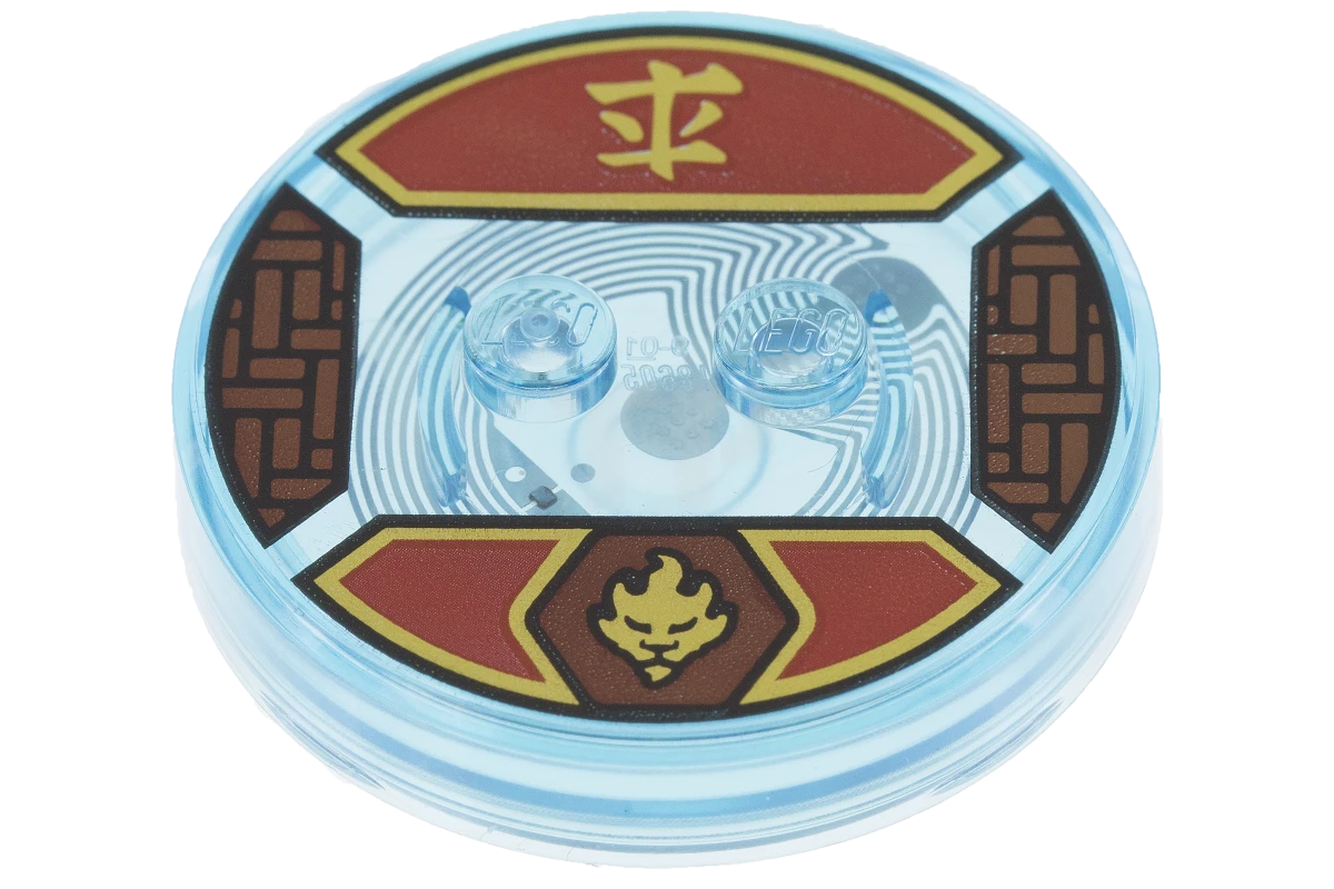 LEGO&reg; 6122893 - 18605c01pb31 - Dimensions Toy Tag 4 x 4 x 2/3 with 2 Studs for Kai #31 with Red and Gold Kai Symbol and Asian Character Pattern