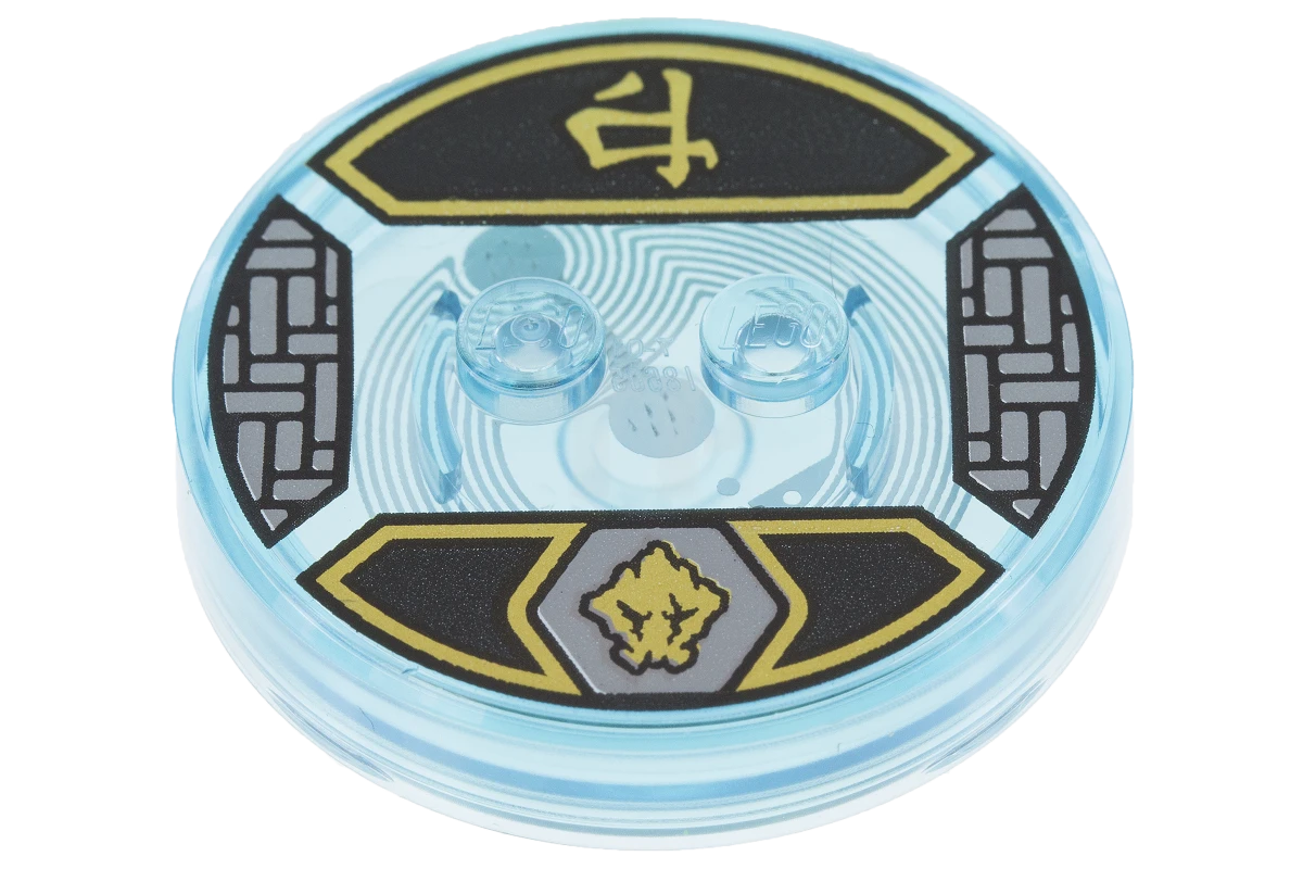 LEGO&reg; 6122869 - 18605c01pb12 - Dimensions Toy Tag 4 x 4 x 2/3 with 2 Studs for Cole #12 with Black and Gold Cole Symbol and Asian Character Pattern