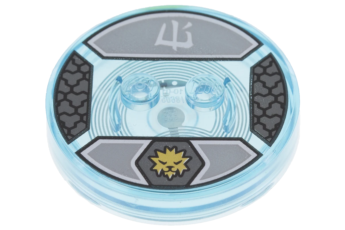 LEGO&reg; 6122895 - 18605c01pb33 - Dimensions Toy Tag 4 x 4 x 2/3 with 2 Studs for Zane #33 with Gold Zane Symbol and White Asian Character Pattern