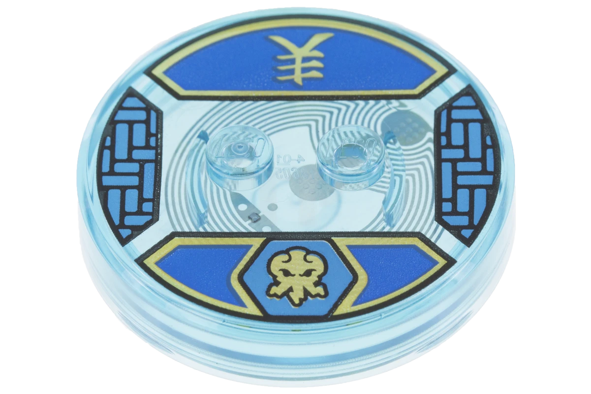 LEGO&reg; 18605c01pb13 - 6122870 - Dimensions Toy Tag 4 x 4 x 2/3 with 2 Studs for Jay #13 with Gold Jay Symbol and Asian Character Pattern