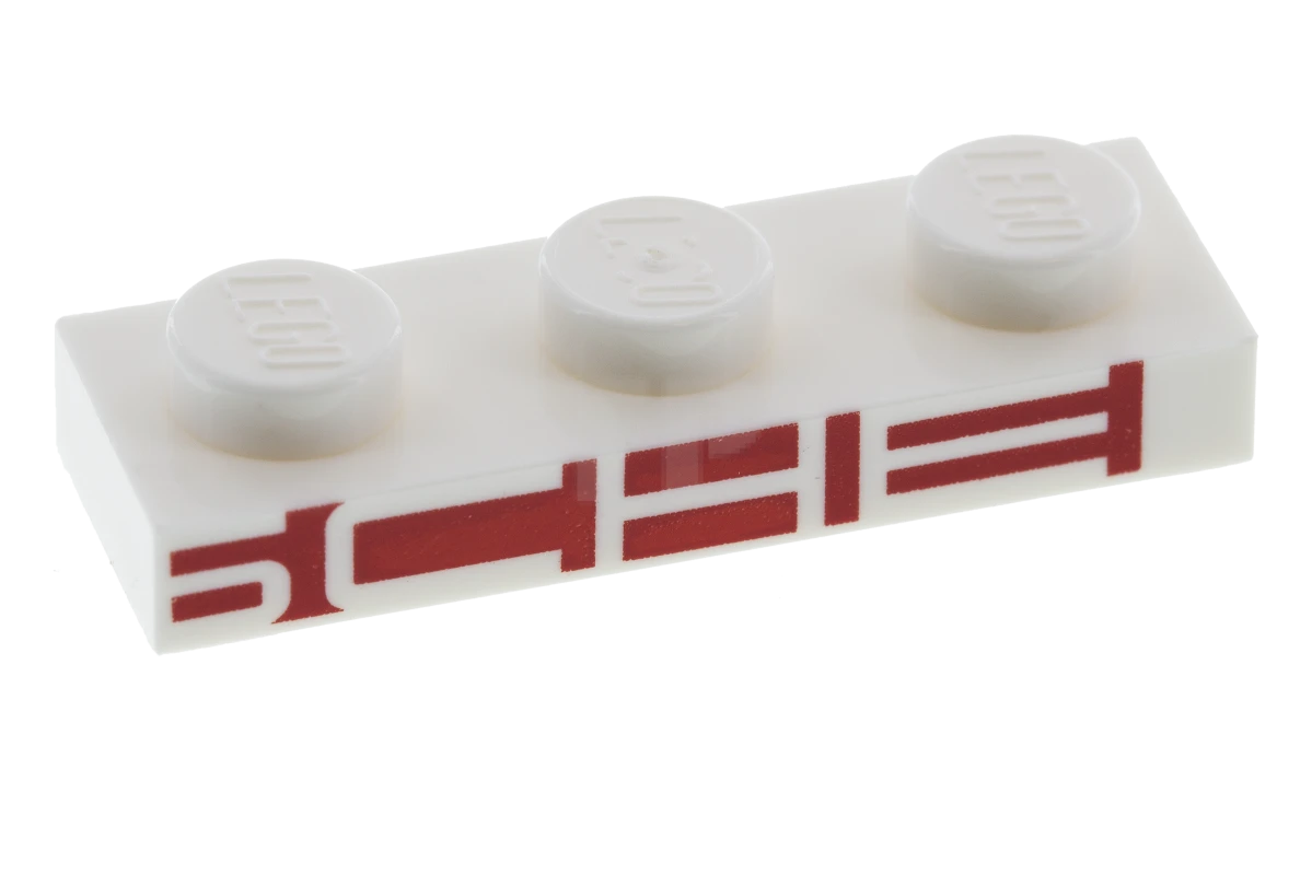 LEGO&reg; 6137060 - 3623pb008 - Plate 1 x 3 with White 'SCHE' on Red Background Pattern