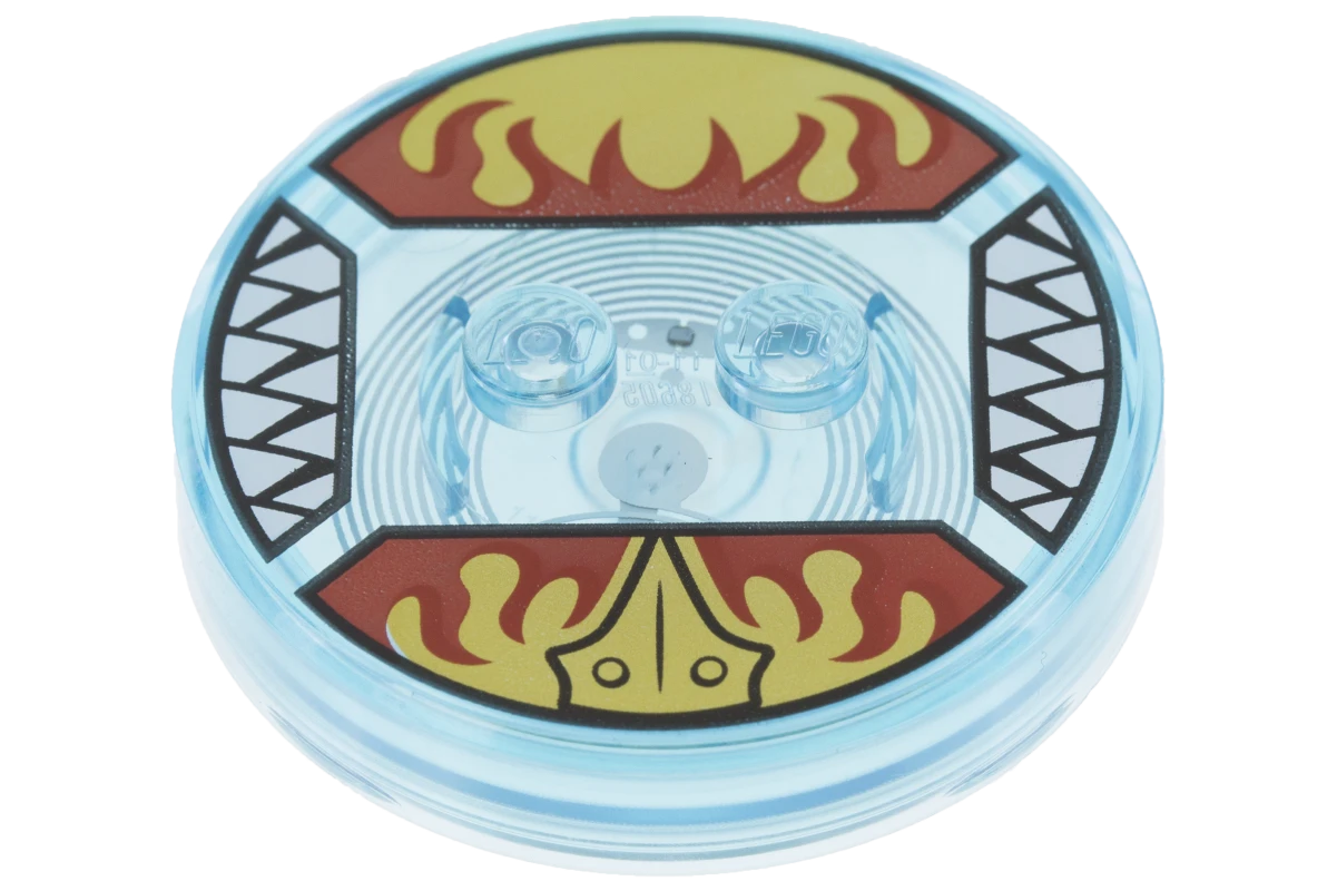 LEGO&reg; 6122912 - 18605c01pb44 - Dimensions Toy Tag 4 x 4 x 2/3 with 2 Studs for Eris #44 with Gold Chima Eagle Symbol and Red Fire Pattern