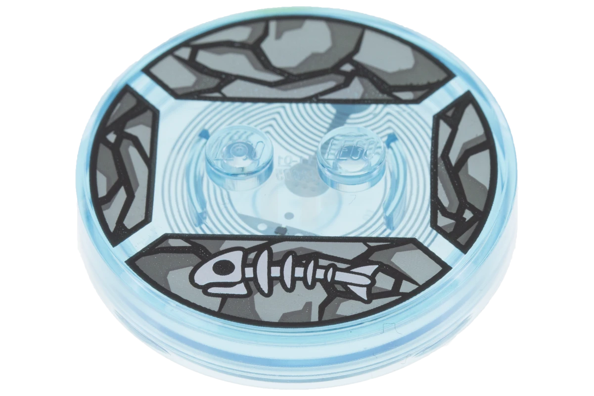 LEGO&reg; 18605c01pb36 - 6122899 - Dimensions Toy Tag 4 x 4 x 2/3 with 2 Studs for Gollum #36 with White Fish Skeleton and Gray Stones Pattern