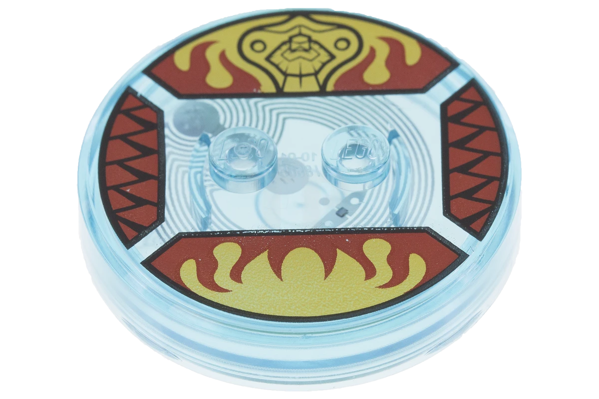 LEGO&reg; 6122909 - 18605c01pb42 - Dimensions Toy Tag 4 x 4 x 2/3 with 2 Studs for Laval #42 with Gold Chima Lion Symbol and Red Fire Pattern