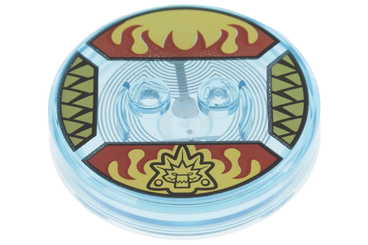 LEGO&reg; 6122910 - 18605c01pb43 - Dimensions Toy Tag 4 x 4 x 2/3 with 2 Studs for Cragger #43 with Gold Chima Croc Symbol and Red Fire Pattern