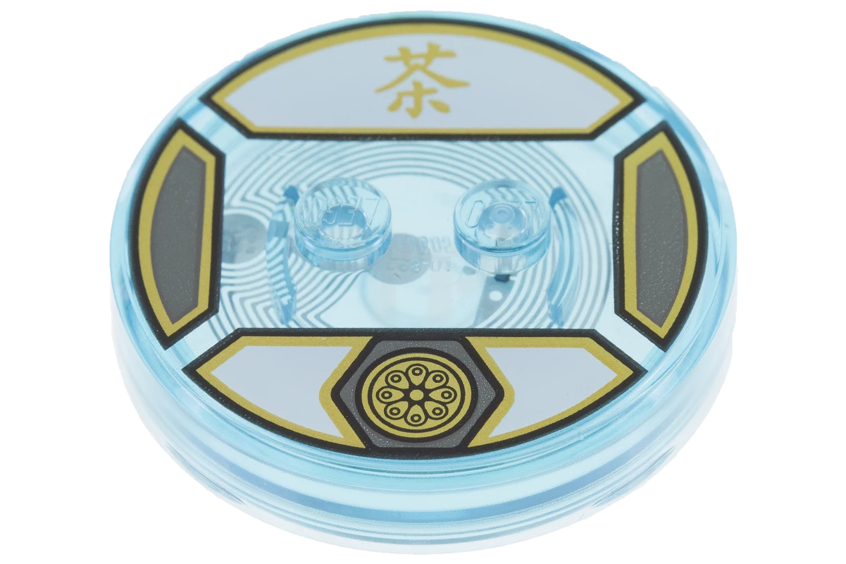 LEGO&reg; 6122881 - 18605c01pb23 - Dimensions Toy Tag 4 x 4 x 2/3 with 2 Studs for Sensei Wu #23 with Gold Lotus Symbol and Asian Character Pattern