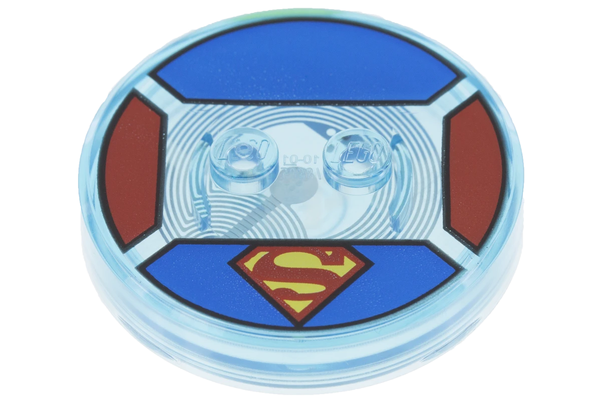 LEGO&reg; 6122875 - 18605c01pb18 - Dimensions Toy Tag 4 x 4 x 2/3 with 2 Studs for Superman #18 with Yellow and Red Superman Logo Pattern