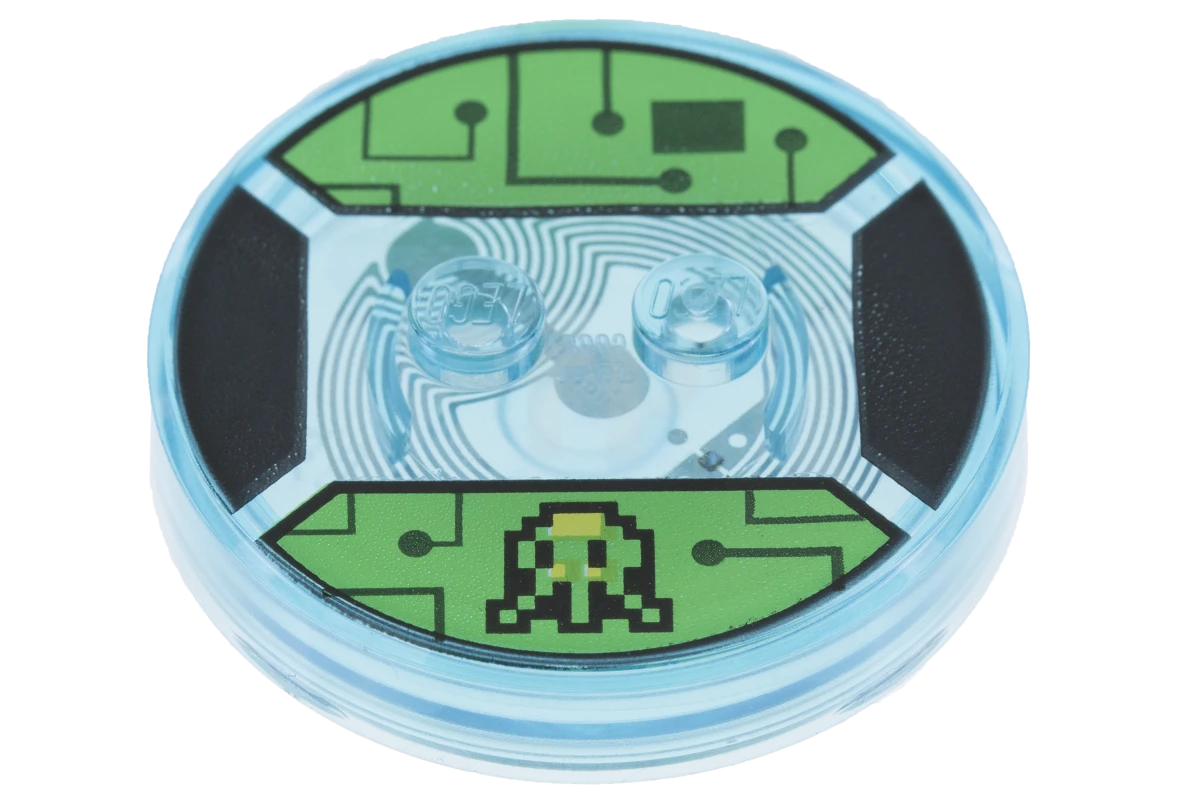 LEGO&reg; 6122865 - 18605c01pb08 - Dimensions Toy Tag 4 x 4 x 2/3 with 2 Studs for Gamer Kid #8 with Circuits and 8-Bit Shooter Pattern