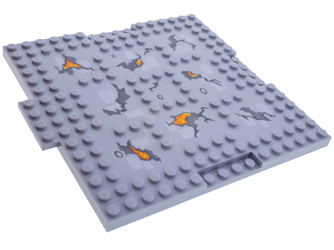 LEGO&reg; 6135195 - 15623pb003 - Brique, modifiée 16 x 16 x 2/3 avec 1 x 4 indentations et 1 x 4 plaque avec fissures et motif de lave.