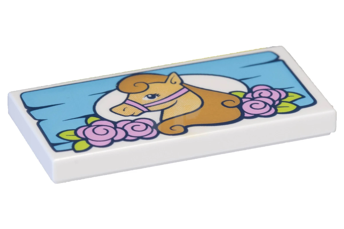 LEGO&reg; 6147036 - 87079pb0301 - Carreau 2 x 4 avec motif de cheval et de fleurs.