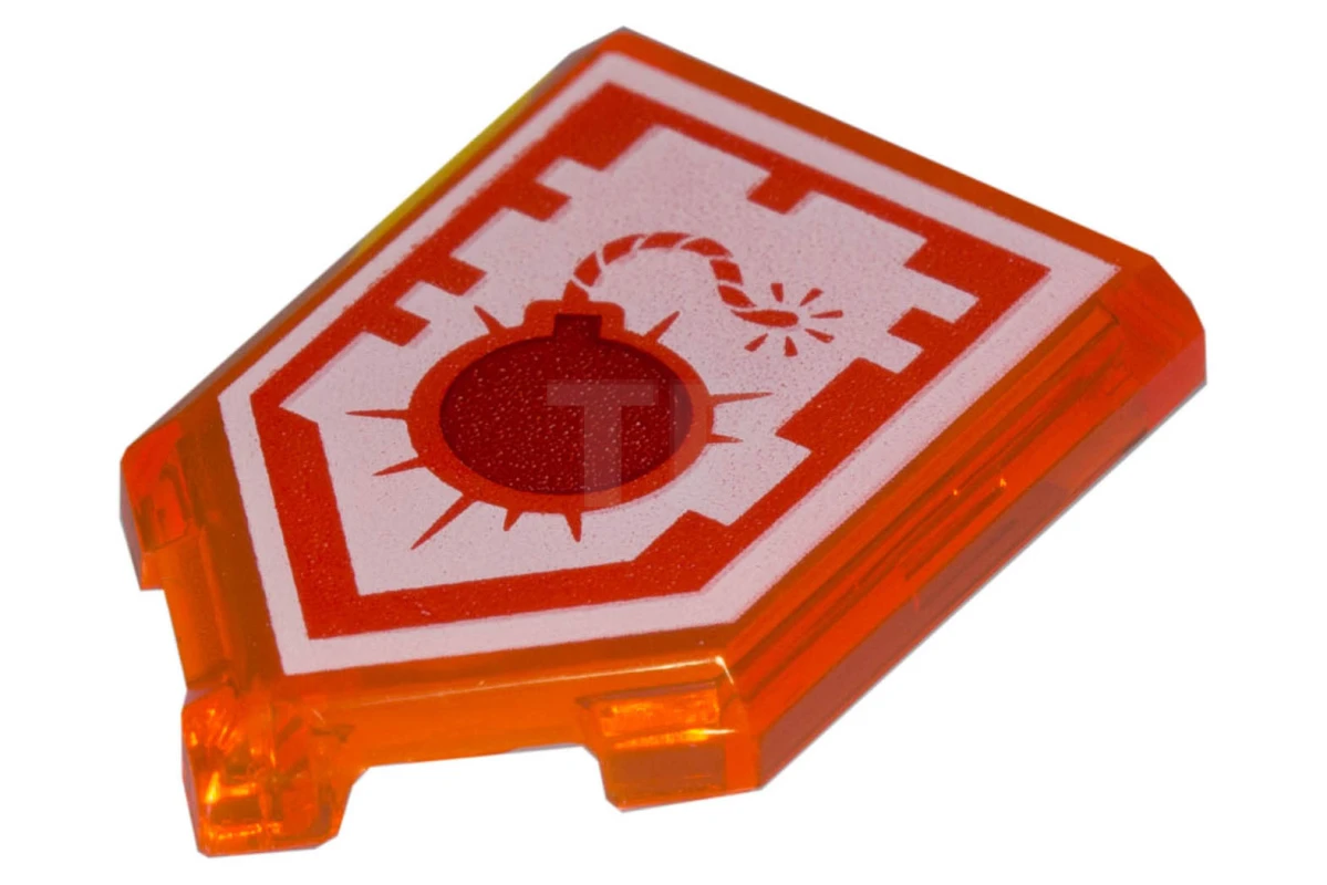 LEGO&reg; 6131739 - 22385pb038 - Tile 2 x 3 Pentagonal with Nexo Power Shield Pattern - Bomb Blast