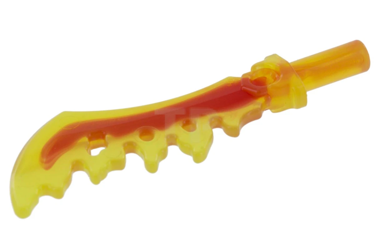 LEGO&reg; 6143001 - 19858pb02 - Figine, arme épée, dentelée avec motif rouge marbré.