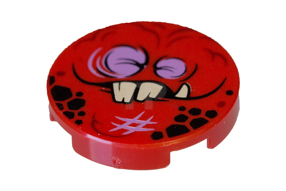 LEGO&reg; 6138043 - 14769pb110 - Piastrelle 2 x 2 rotonde con O inferiore e motivo Globlin Face