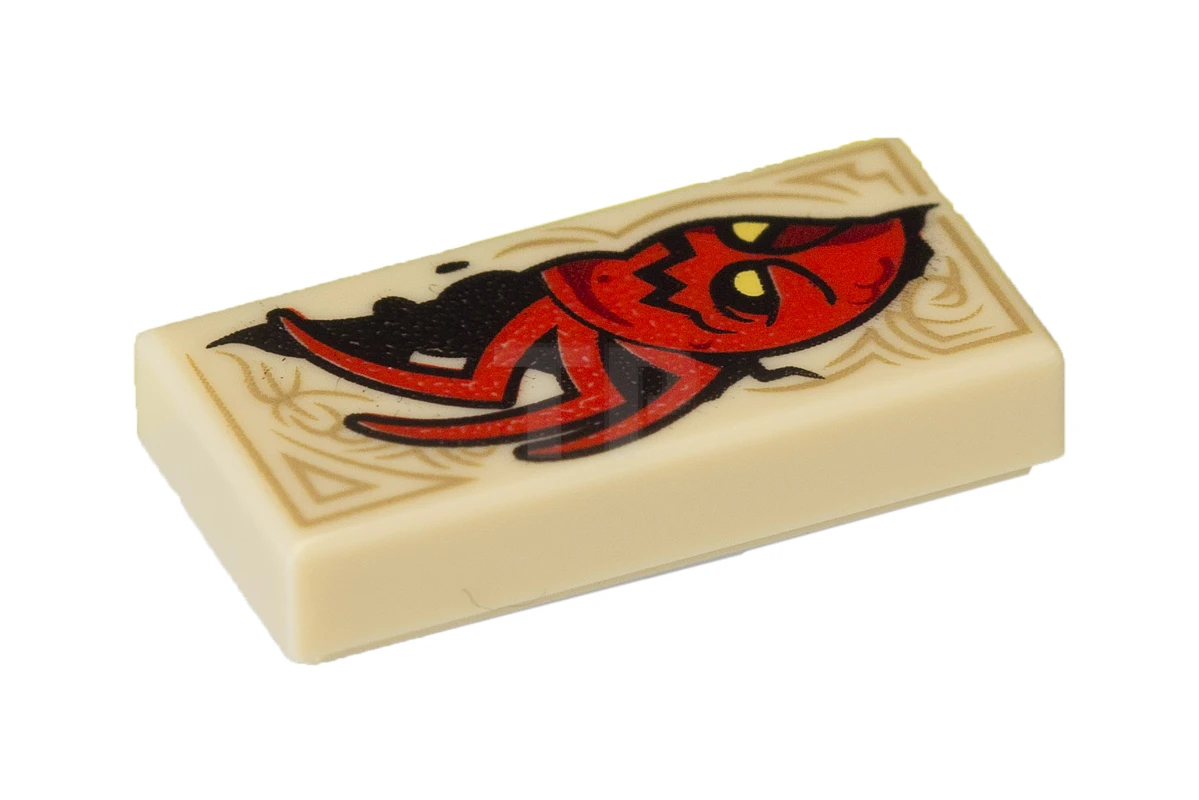 LEGO&reg; 3069pb0441 - 6139020 - Tile 1 x 2 with Red Spider Pattern