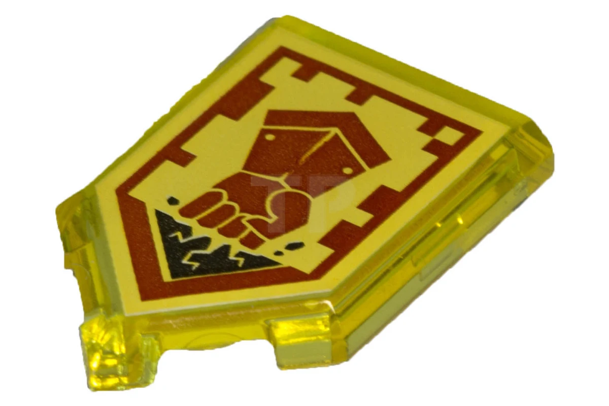 LEGO&reg; 6133306 - 22385pb045 - Carreau 2 x 3 pentagonal avec motif bouclier de puissance Nexo - coup de poing.