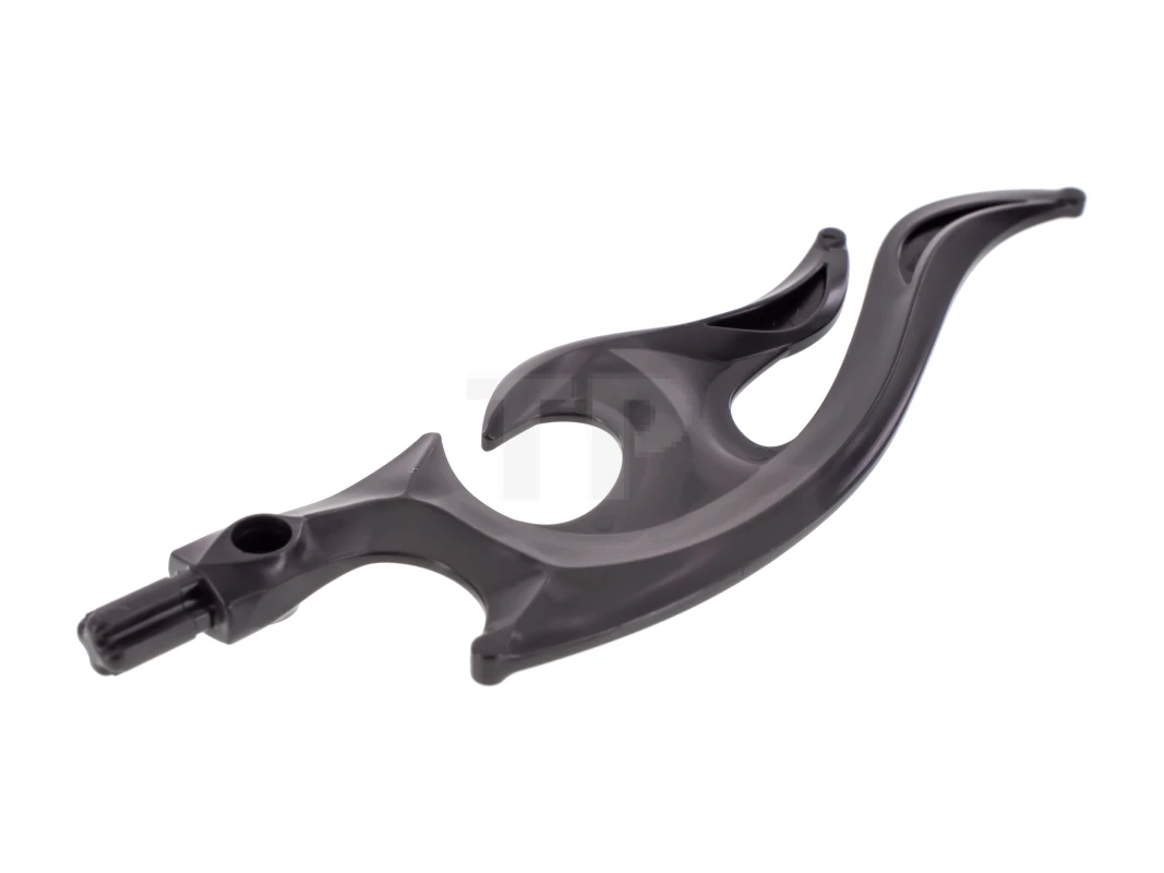 LEGO&reg; 6185016 - 18396pb03 - Golf Afgerond Dubbel met As (Vlam) met gemarmerd zwart patroon