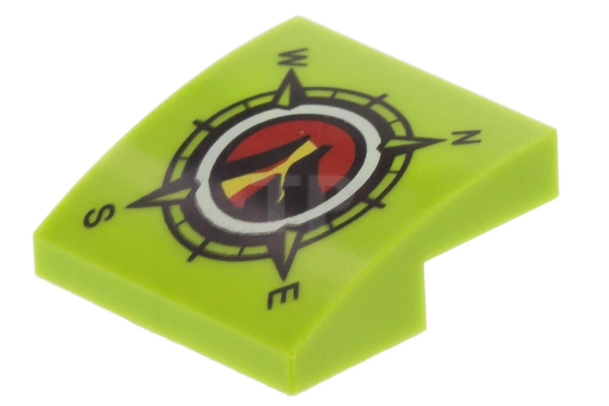 LEGO&reg; 6152204 - 15068pb084 - Pente 2 x 2 x 2/3 courbée avec motif du logo des explorateurs de volcans.