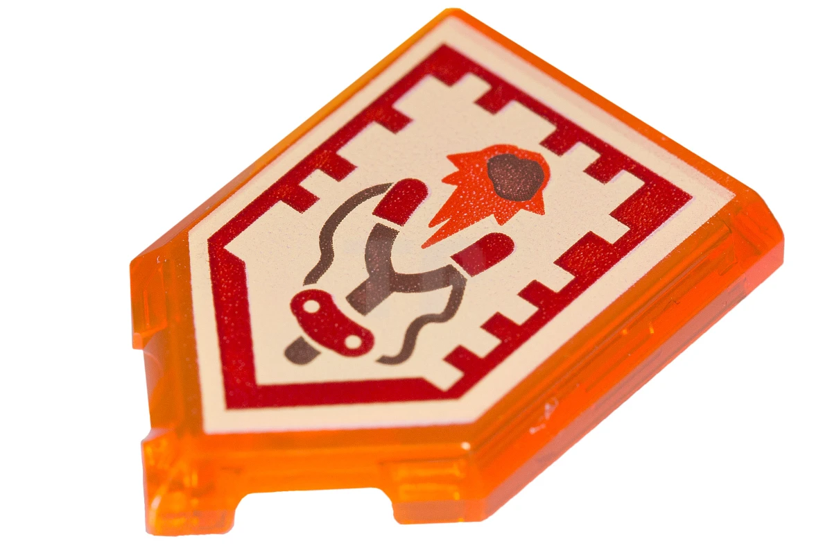 LEGO&reg; 6133197 - 22385pb054 - Carreau 2 x 3 pentagonal avec motif bouclier de puissance Nexo - Lancer de pierres.