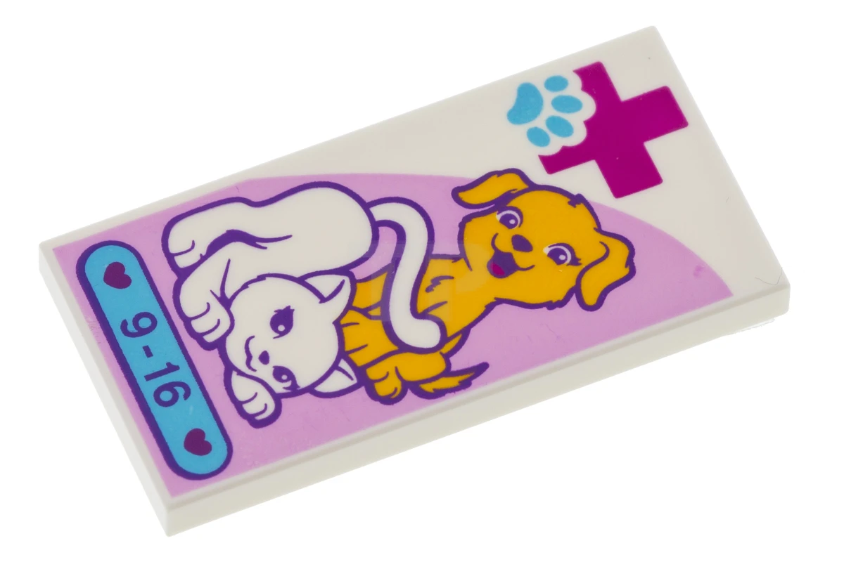 LEGO&reg; 6152007 - 87079pb0352 - Tile 2 x 4 with Hospital Cross with Animals Pattern