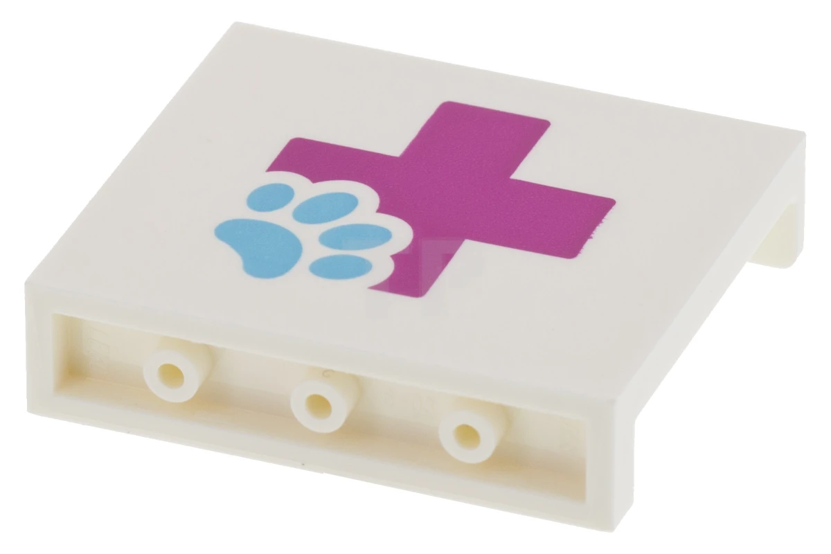 LEGO&reg; 6148268 - 60581pb069 - Panel 1 x 4 x 3 with Side Supports and Hospital Cross Pattern