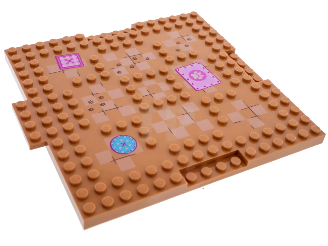 LEGO&reg; 6146909 - 15623pb004 - Brick, Modified 16 x 16 x 2/3 with 1 x 4 Indentations and 1 x 4 Plate with Checkerboard Tiles, Paw Prints and Throw Rugs Pattern