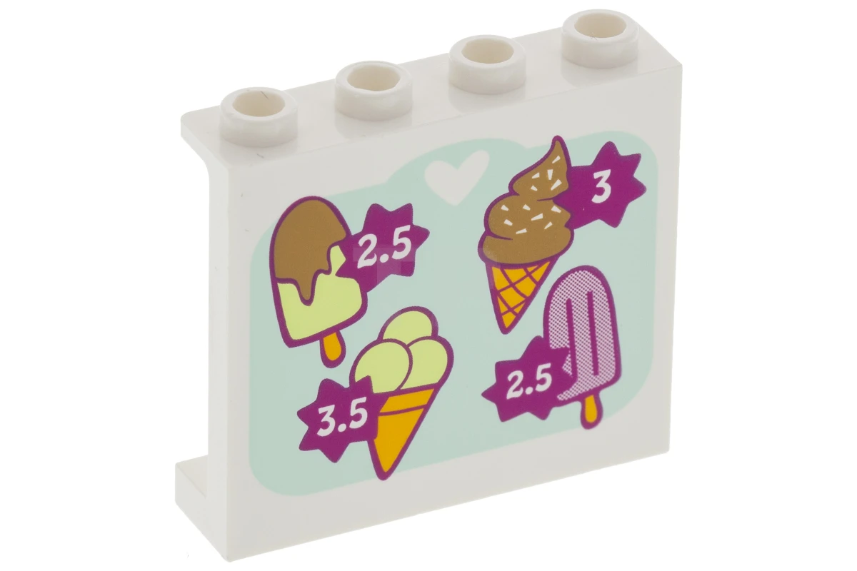 LEGO&reg; 60581pb070 - 6148247 - Panel 1 x 4 x 3 with Side Supports and Ice Cream Cones Pattern
