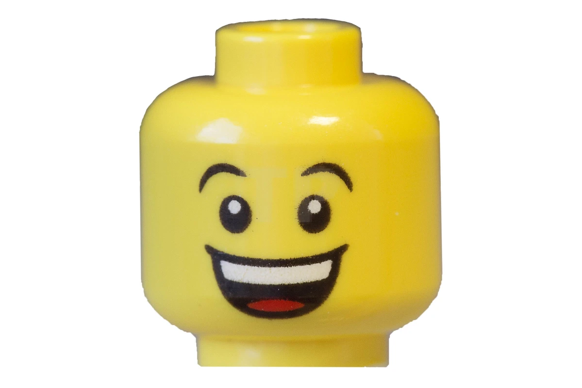 LEGO&reg; 6123714 - 3626cpb1354 - Head Minifig with Huge Grin / Sad with Tear Pattern (Dual Sided)