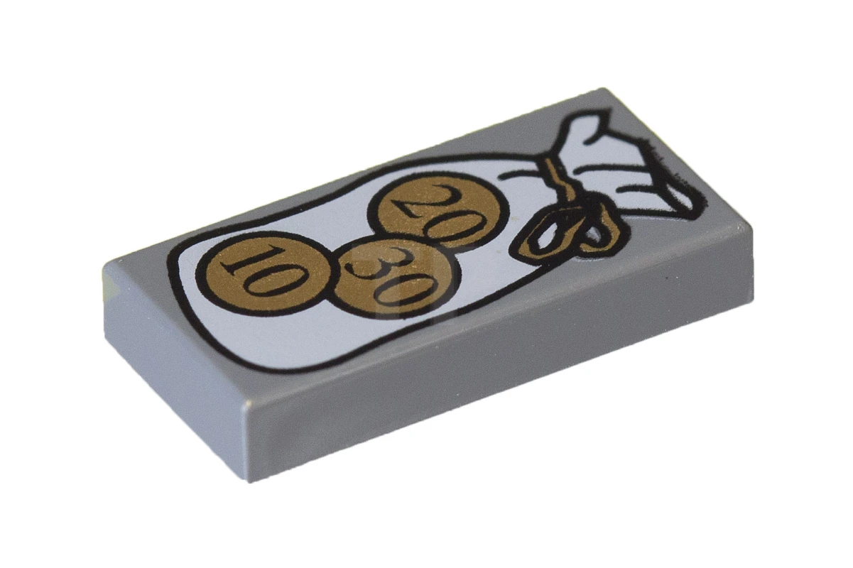 LEGO&reg; 4247933 - 3069pb0005 - Carreau 1 x 2 avec motif de sac à main et de pièces de monnaie.