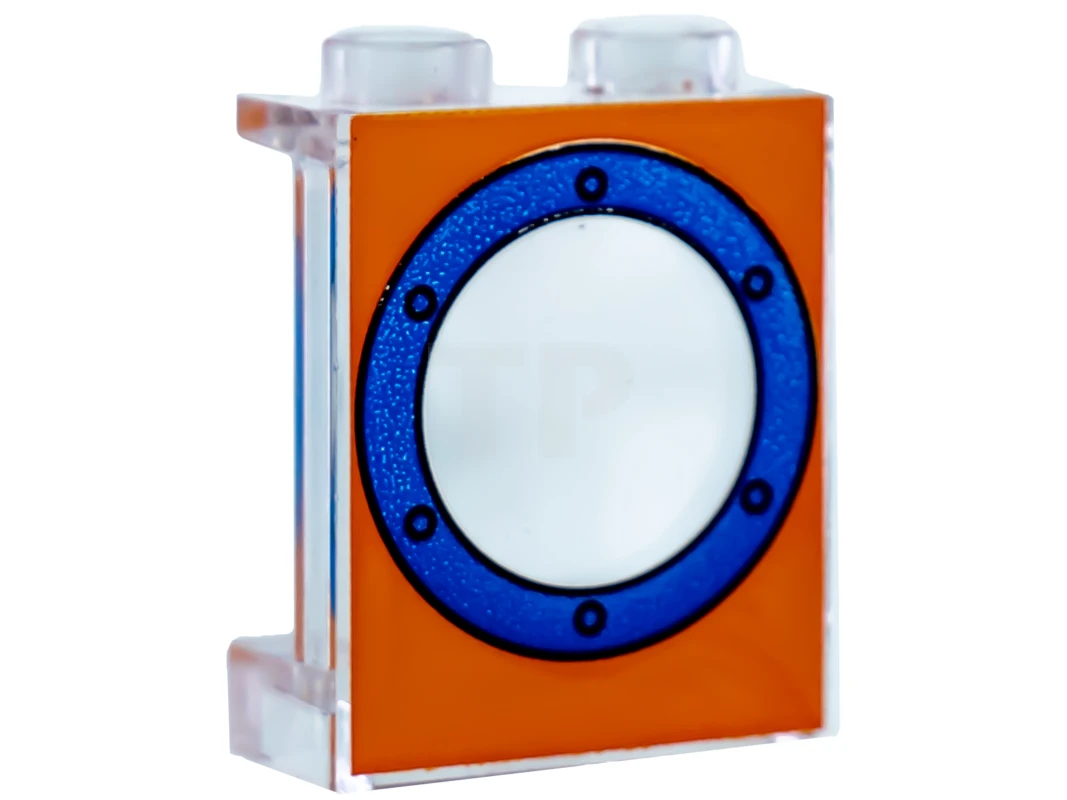 LEGO&reg; 6001658 - 4864bpx16 - Panel 1 x 2 x 2 with Porthole Blue on Orange Background Pattern