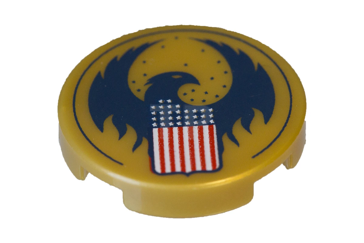 LEGO&reg; 14769pb158 - 6164126 - Tile 2 x 2 Round with Bottom O and Eagle and Flag Pattern