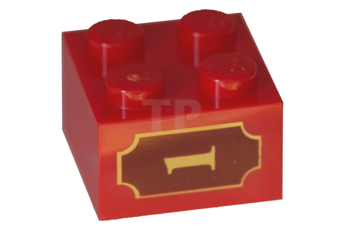 LEGO&reg; 4585514 - 3003pb027 - Brick 2 x 2 with '1' and Fancy Outline Pattern on Both Sides