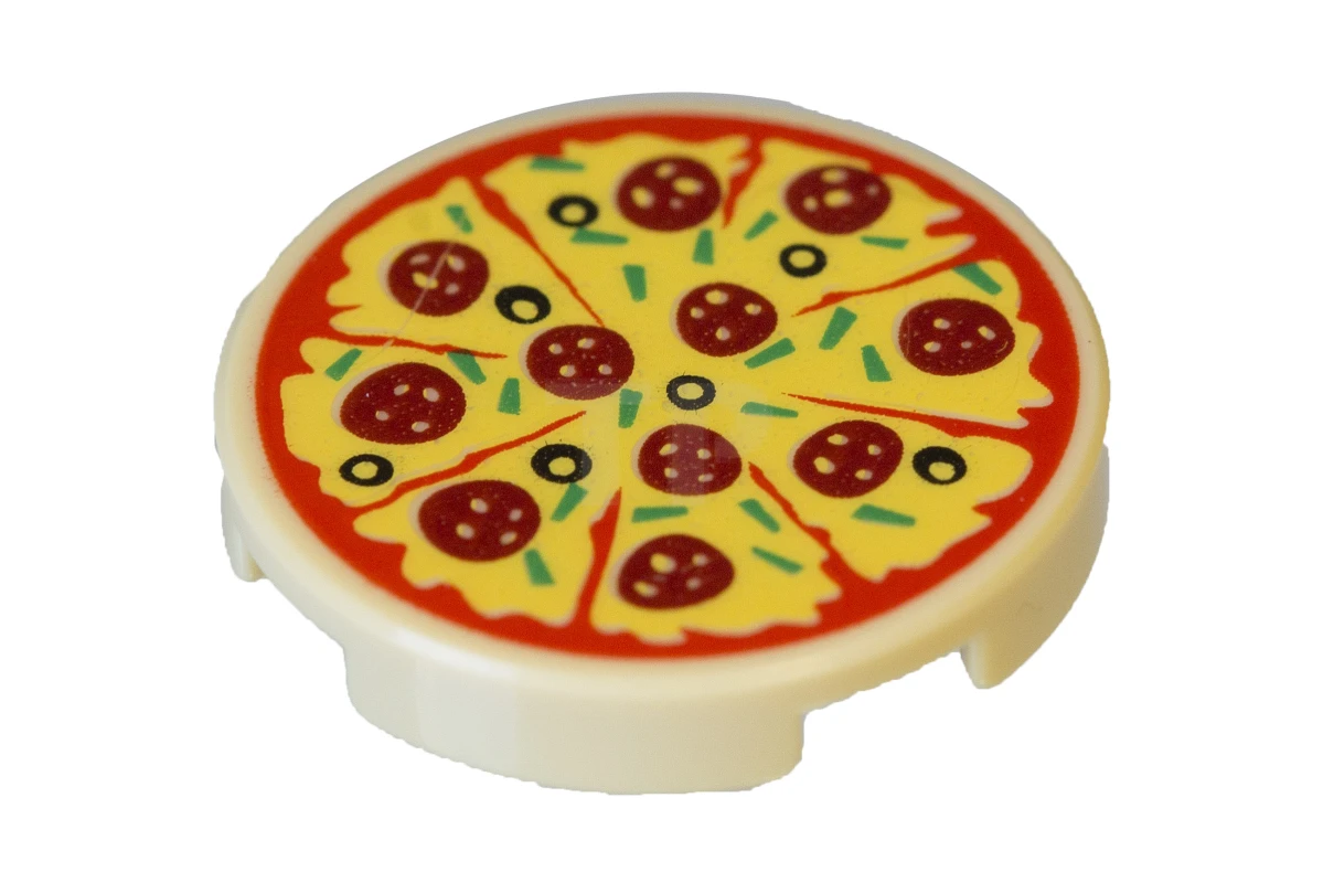 LEGO&reg; 6174830 - 14769pb160 - Tile 2 x 2 Round with Bottom O and Food Pattern