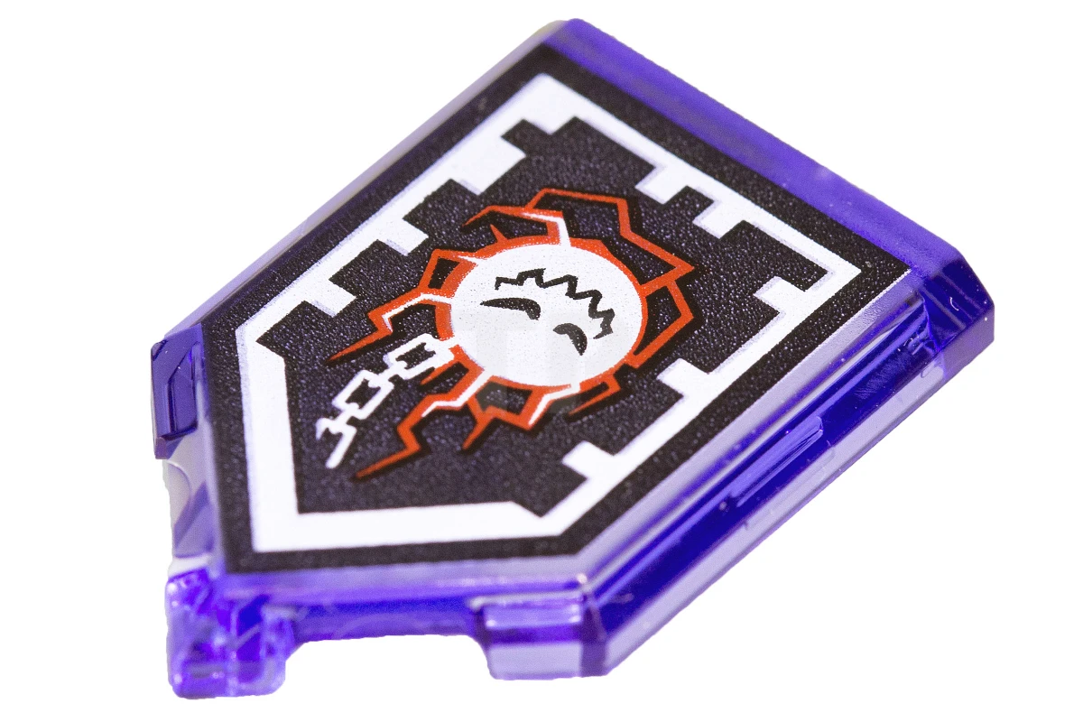 LEGO&reg; 6174106 - 22385pb059 - Tile 2 x 3 Pentagonal with Nexo Power Shield Pattern - Wrecking Wrath