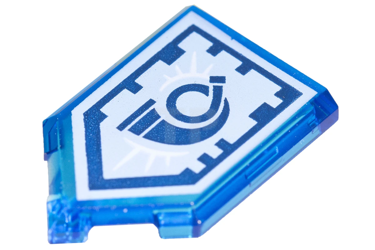 LEGO&reg;  - 22385pb067 - Tile 2 x 3 Pentagonal with Nexo Power Shield Pattern - Hornblower