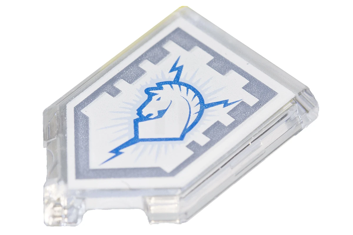 LEGO&reg;  - 22385pb075 - Baldosa 2 x 3 Pentagonal con Patrón de Escudo de Poder Nexo - Thunder Blaze