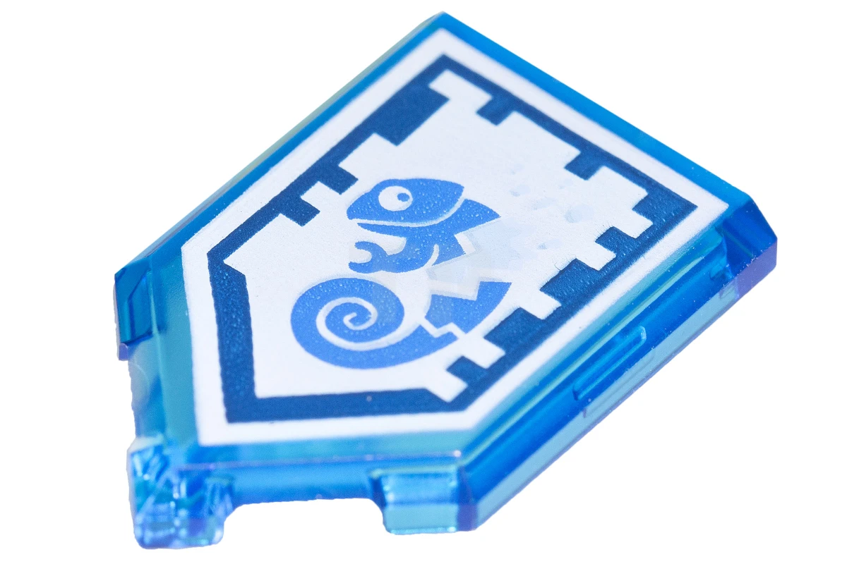 LEGO&reg;  - 22385pb066 - Tile 2 x 3 Pentagonal with Nexo Power Shield Pattern - Veil of Concealment