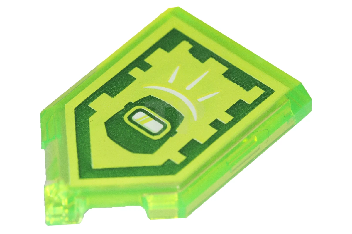 LEGO&reg;  - 22385pb074 - Tile 2 x 3 Pentagonal with Nexo Power Shield Pattern - Blast Mask