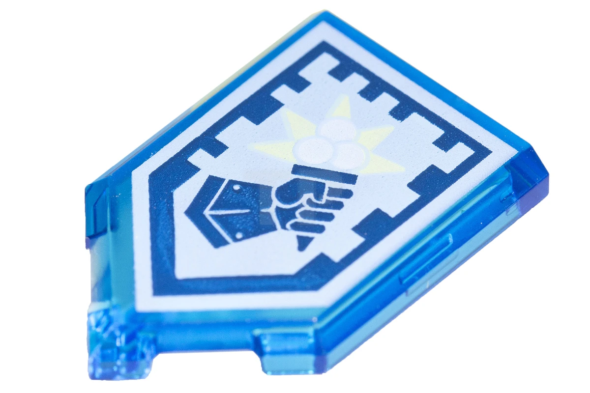LEGO&reg;  - 22385pb068 - Tile 2 x 3 Pentagonal with Nexo Power Shield Pattern - Ice Cream