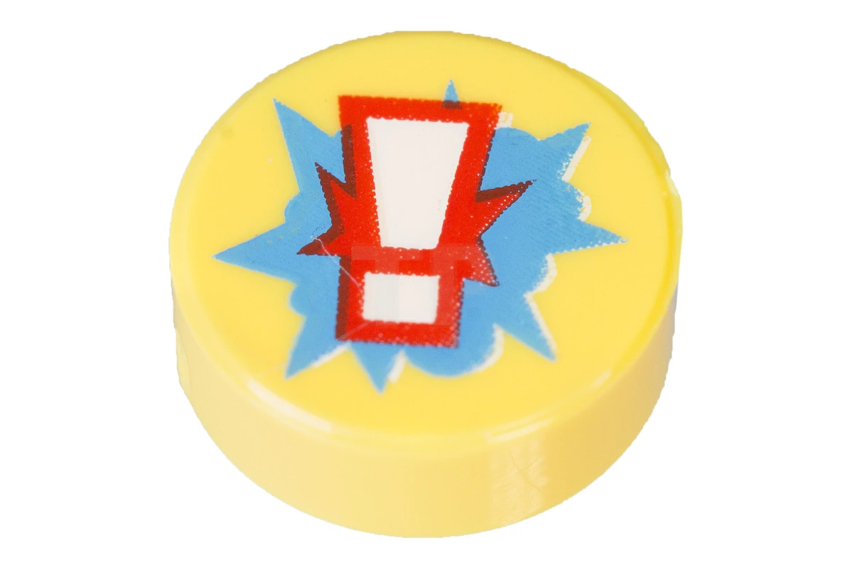 LEGO&reg; 6175217 - 98138pb068 - Tile 1 x 1 Round with '!' Pattern (Exclamation Point)