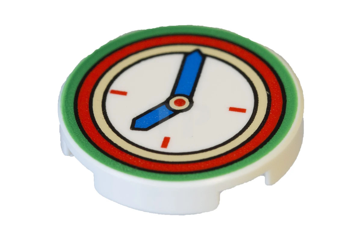 LEGO&reg; 14769pb155 - 6182017 - Tile 2 x 2 Round with Bottom O and Clock Pattern