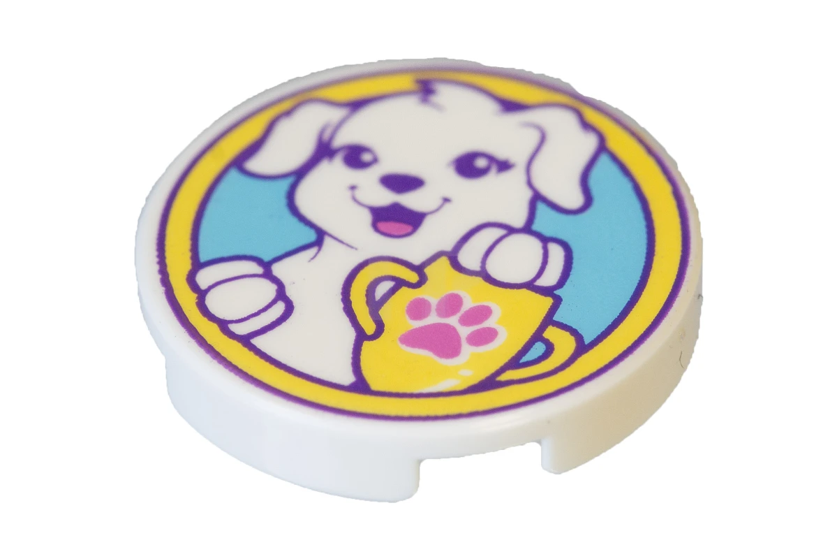 LEGO&reg; 14769pb179 - 6174237 - Tile 2 x 2 Round with Bottom O and Puppy Dog Pattern