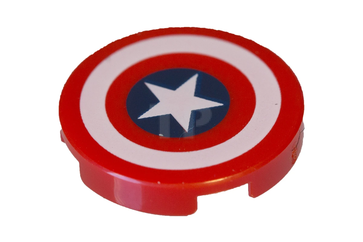 LEGO&reg; 14769pb173 - 6174747 - Tile 2 x 2 Round with Bottom O and Captain America Star Pattern